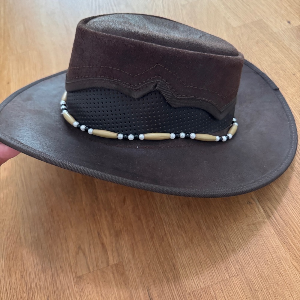 Bullhide LARGE Brown Leather Cowgirl Cowboy Festival Western Rodeo Hat - Picture 2 of 10
